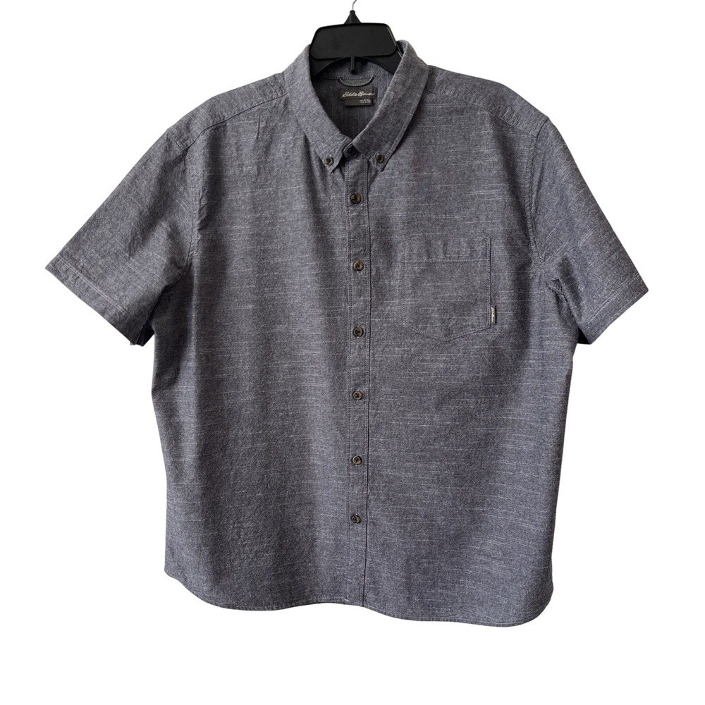Eddie Bauer Men's 2XL Gray Textured Button Shirt Casual Travel Hiking Outdoor